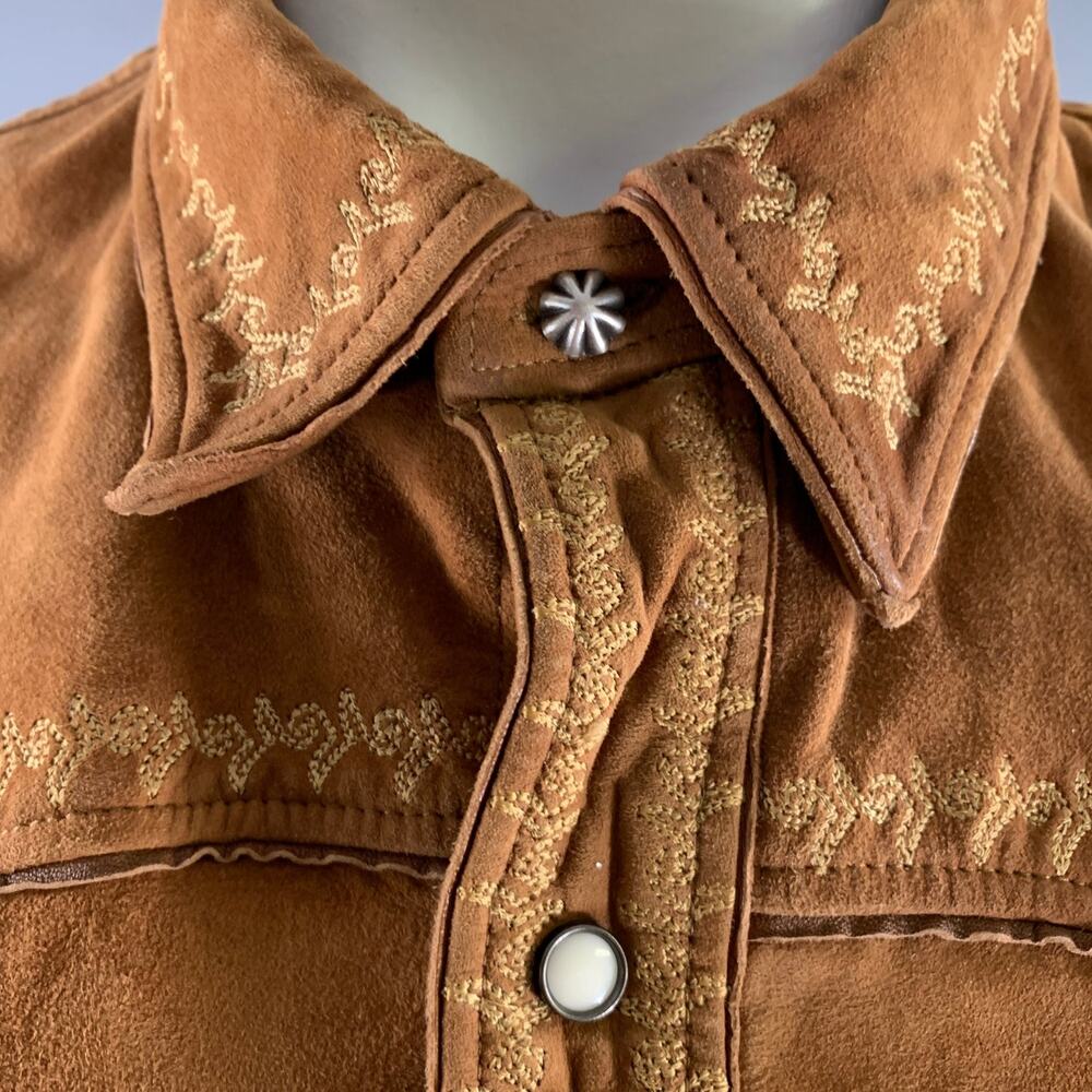 RRL by RALPH LAUREN Size XL Brown Embroidered Suede Western Jacket - Picture 6 of 9